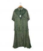 TOGA ARCHIVESトーガアーカイブス）の古着「メッシュマーブルプリントシャツドレス」｜グリーン
