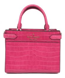 Kate Spade（ケイトスペード）の古着「Staci Crocodile Embossed Small Satchel」｜ピンク