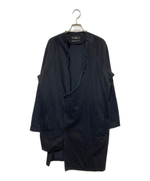 Y's（ワイズ）Y's (ワイズ) DENIM HOLE EMBROIDERY NO COLLAR JACKET ブラック サイズ:1の古着・服飾アイテム