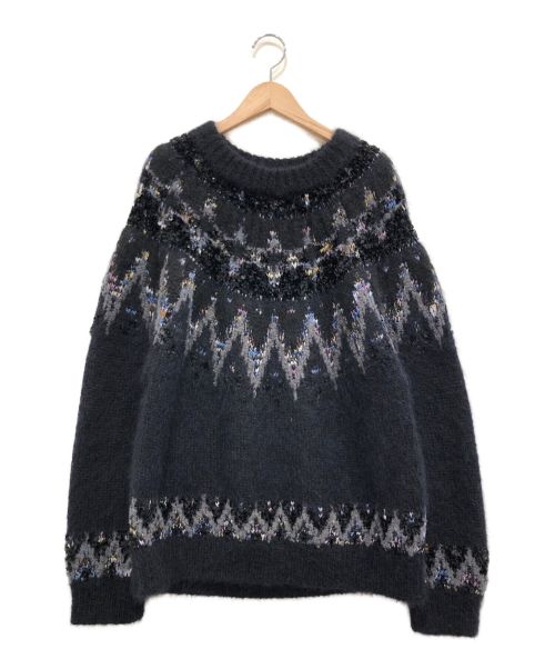 Coohem（コーヘン）Coohem (コーヘン) MOHAIR NORDIC KNIT P/O ブラック サイズ:Mの古着・服飾アイテム