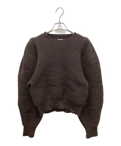 H BEAUTY&YOUTH（エイチ ビューティー&ユース）H BEAUTY&YOUTH (エイチ ビューティー&ユース) 5GAUGE VOLUME SLEEVE PULLOVER KNIT ブラウン サイズ:SIZE　FREEの古着・服飾アイテム