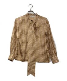 TORY BURCH（トリーバーチ）の古着「PRINTED SILK BOW BLOUSE」｜ベージュ