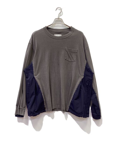 sacai（サカイ）sacai (サカイ) Sport Mix L/S T-Shirt グレー×ネイビー サイズ:4の古着・服飾アイテム