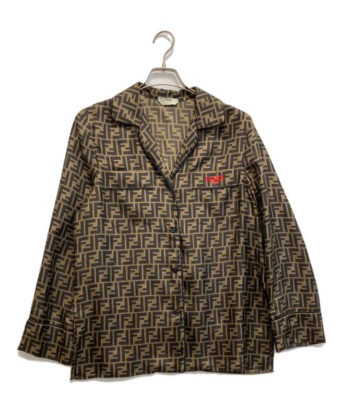 FENDI（フェンディ）FENDI (フェンディ) FFモチーフシルクシャツ ベージュ サイズ:40の古着・服飾アイテム