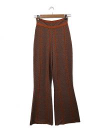 Ameri（アメリ）の古着「UND HERRINGBONE JACQUARD KNIT PANTS」｜ブラウン