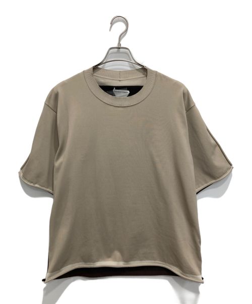 BOTTEGA VENETA（ボッテガベネタ）BOTTEGA VENETA (ボッテガベネタ) ダブルレイヤーコットンジャージーTシャツ ベージュ×ブラウン サイズ:Mの古着・服飾アイテム