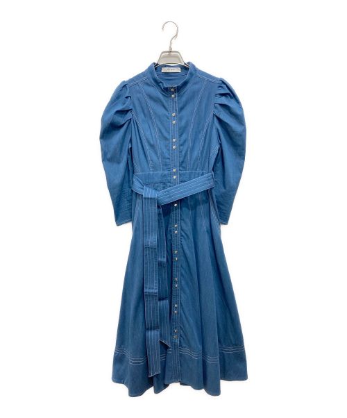 HER LIP TO（ハーリップトゥ）HER LIP TO (ハーリップトゥ) Denim-Trimmed Volume Sleeve Dress ブルー サイズ:Sの古着・服飾アイテム