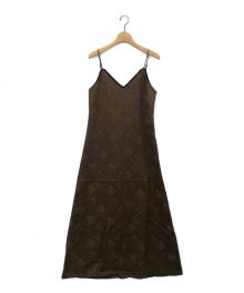 CLANE（クラネ）の古着「VINTAGE FLOWER SATIN CAMI ONEPIECE」｜ブラウン