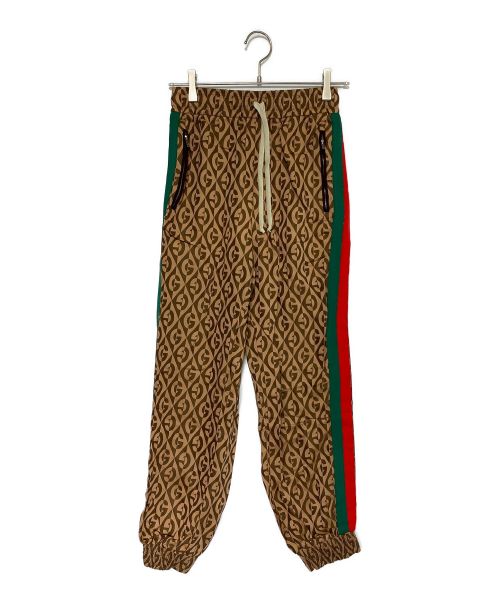 GUCCI（グッチ）GUCCI (グッチ) G rhombus jogging pant ベージュ×ブラウン サイズ:Sの古着・服飾アイテム