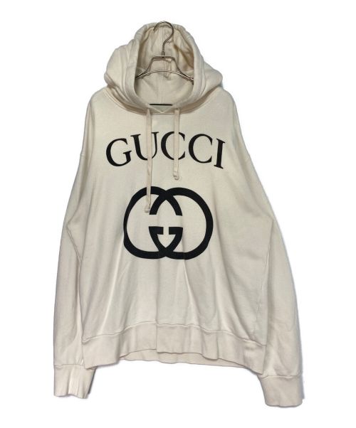 GUCCI（グッチ）GUCCI (グッチ) インターロッキングG フーデッドスウェットシャツ アイボリー サイズ:Lの古着・服飾アイテム