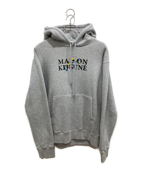 maison kitsune（メゾンキツネ）MAISON KITSUNE (メゾンキツネ) FLOWERS COMFORT HOODIE グレー サイズ:L 未使用品の古着・服飾アイテム