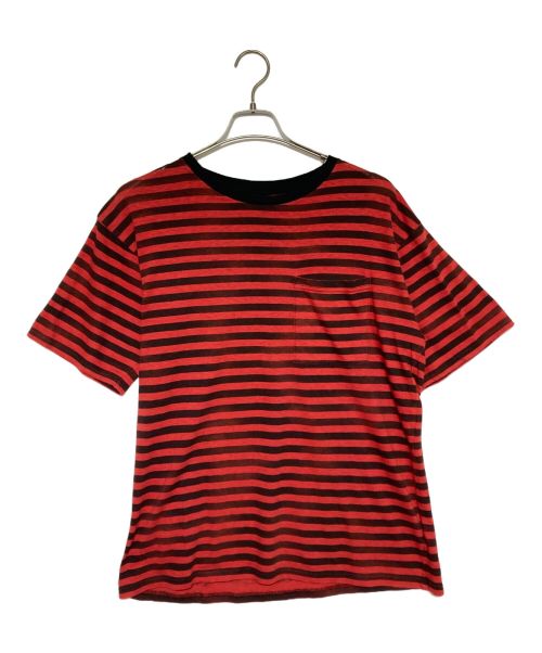MINEDENIM（マインデニム）MINEDENIM (マインデニム) ボーダーTシャツ レッド×ブラック サイズ:L 未使用品の古着・服飾アイテム