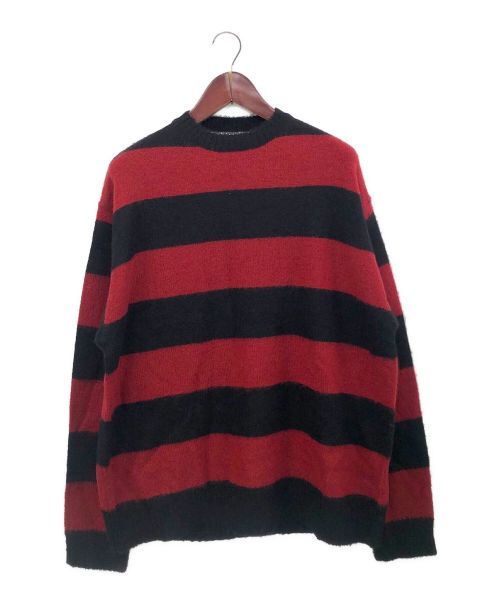 NUMBER (N)INE（ナンバーナイン）NUMBER (N)INE (ナンバーナイン) STRIPED MOHAIR KNIT PULLOVER レッド×ブラック サイズ:4の古着・服飾アイテム