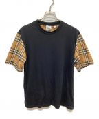 BURBERRYバーバリー）の古着「ヴィンテージチェック 切替 Tシャツ」｜ブラック