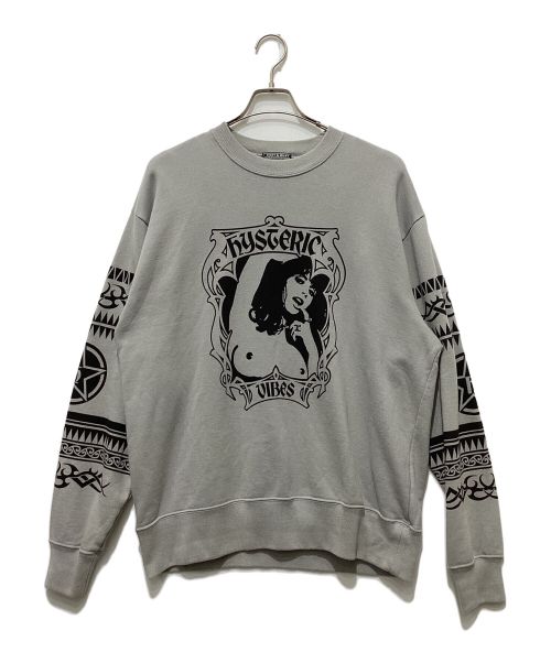 Hysteric Glamour（ヒステリックグラマー）Hysteric Glamour (ヒステリックグラマー) HYSTERIC VIBES ヒステリック バイブス スウェット グレー サイズ:ＸＬの古着・服飾アイテム