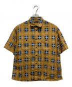 MINEDENIMマインデニム）の古着「Oldmans Check Denim Necklace S/S Work SH」｜イエロー×ネイビー