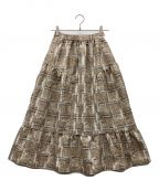 HER LIP TOハーリップトゥ）の古着「Plaid Jacquard Midi Skirt」｜ベージュ