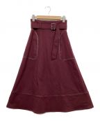 HER LIP TOハーリップトゥ）の古着「Belted Trimmed Midi Skirt」｜ボルドー