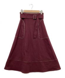 HER LIP TO（ハーリップトゥ）の古着「Belted Trimmed Midi Skirt」｜ボルドー