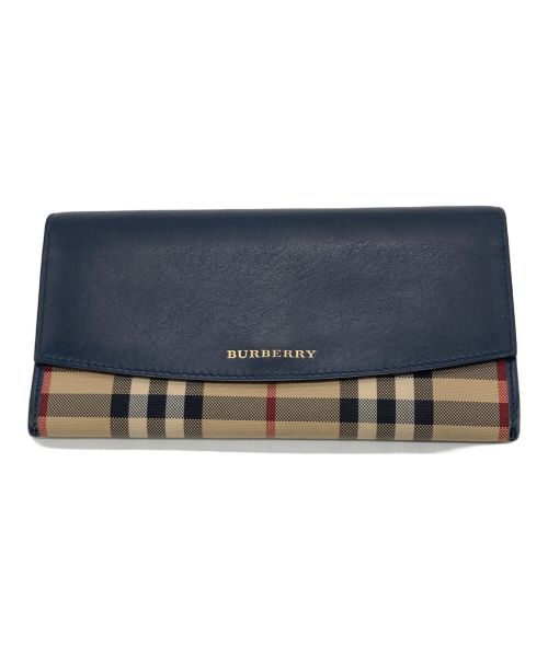 BURBERRY（バーバリー）BURBERRY (バーバリー) ノヴァチェック長財布 ネイビーの古着・服飾アイテム