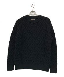 AURALEE（オーラリー）の古着「HARD TWIST MERINO ARAN KNIT」｜ブラック