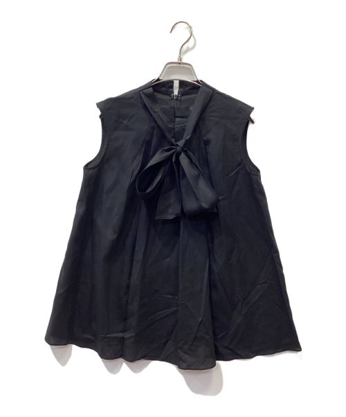 ANAYI（アナイ）ANAYI (アナイ) リネンライクビエラノースリボウブラウス ブラック サイズ:36の古着・服飾アイテム