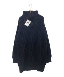 oldderby Knitwear（オールドダービーニットウェア）の古着「ジップファンネルネックロングプルオーバー」｜ネイビー