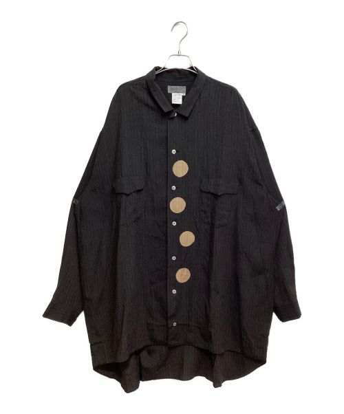 Yohji Yamamoto pour homme（ヨウジヤマモト プールオム）Yohji Yamamoto pour homme (ヨウジヤマモト プールオム) 96AW 脱色期 ドットデザインレーヨンシャツ ブラック サイズ:Mの古着・服飾アイテム