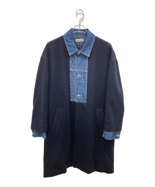 SOFTHYPHEN（ソフトハイフン）SOFTHYPHEN (ソフトハイフン) DENIM DETAIL BALMACAAN COAT ネイビー サイズ:Mの古着・服飾アイテム