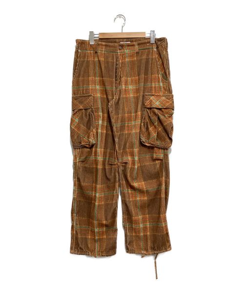 ERL（イーアールエル）ERL (イーアールエル) CORDUROY PRINTED CARGO PANTS ブラウン サイズ:Mの古着・服飾アイテム