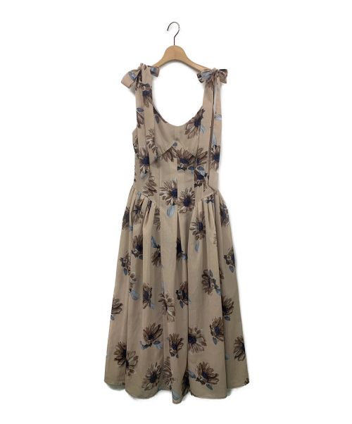 HER LIP TO（ハーリップトゥ）HER LIP TO (ハーリップトゥ) Sunflower-printed Midi Dress ベージュ サイズ:Sの古着・服飾アイテム