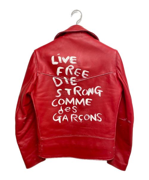 COMME des GARCONS（コムデギャルソン）COMME des GARCONS (コムデギャルソン) Lewis Leathers (ルイスレザース) ライトニング/ダブルライダースジャケット レッド サイズ:36の古着・服飾アイテム