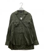 theoryセオリー）の古着「Relaxed Linen Notch Shirt」｜グリーン