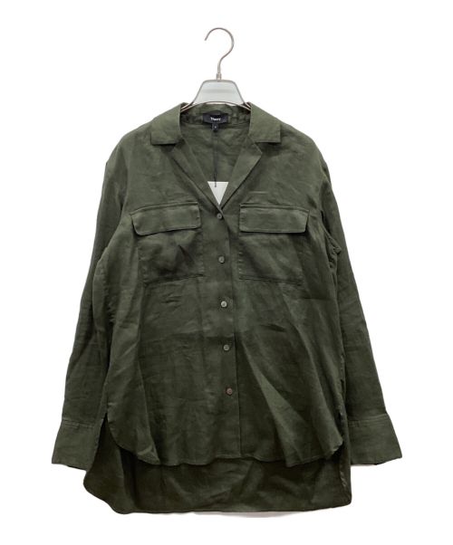 theory（セオリー）theory (セオリー) Relaxed Linen Notch Shirt グリーン サイズ:S 未使用品の古着・服飾アイテム