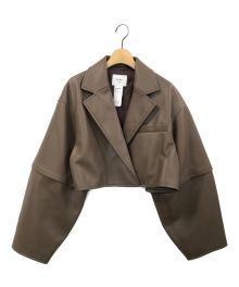 Ameri（アメリ）の古着「2WAY FAKE LEATHER SHORT JACKET」｜ベージュ