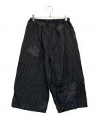 Y'sワイズ）の古着「LINEN COTTON PIN-STRIPED UNEVEN DYEING FRONT TUCK WIDE PANTS」｜カーキ