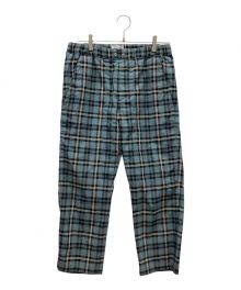 OAMC（オーエーエムシー）の古着「CHECK CROPPED DRAWCORD PANTS」｜ブルー