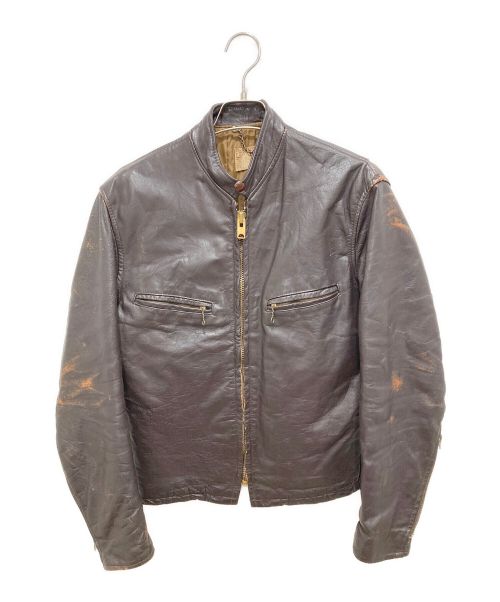 THIS GENUINE LEATHER GARMENT（ジェニュインレザーガーメント）THIS GENUINE LEATHER GARMENT (ジェニュインレザーガーメント) 70sシングルライダースジャケット ブラウン サイズ:Mの古着・服飾アイテム