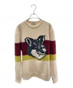 maison kitsuneメゾンキツネ）の古着「BLOCK FOX HEAD PULLOVER」｜アイボリー×レッド