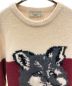 中古・古着 maison kitsune (メゾンキツネ) BLOCK FOX HEAD PULLOVER アイボリー×レッド サイズ:L：15800円