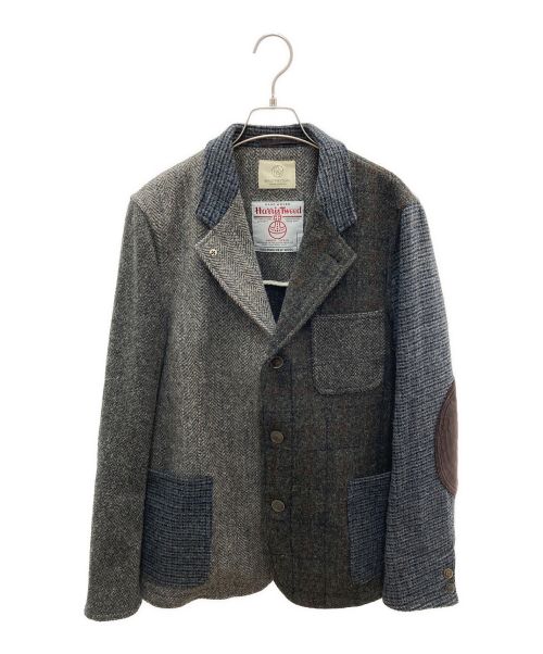 BEAUTY&YOUTH UNITED ARROWS（ビューティーアンドユースユナイテッドアローズ）BEAUTY&YOUTH UNITED ARROWS (ビューティーアンドユースユナイテッドアローズ) Harris Tweed (ハリスツイード) パッチワークツイードジャケット グレー サイズ:Lの古着・服飾アイテム