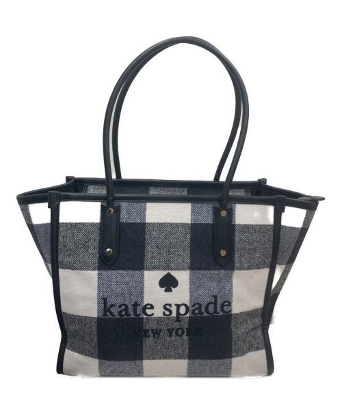 Kate Spade（ケイトスペード）Kate Spade (ケイトスペード) エラフェスティブチェックファブリックトート ブラックの古着・服飾アイテム