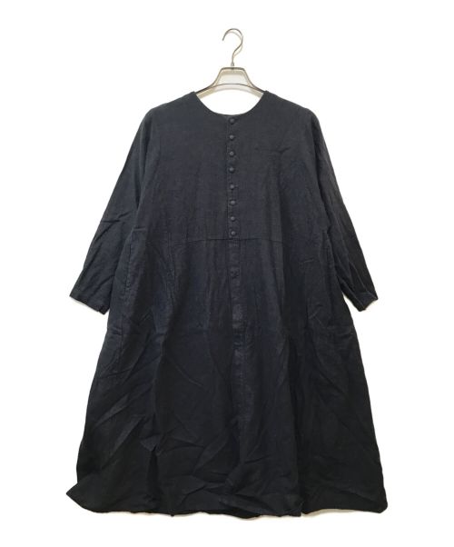 nest Robe（ネストローブ）nest Robe (ネストローブ) リネンコットンシャツワンピース ネイビー サイズ:FREEの古着・服飾アイテム