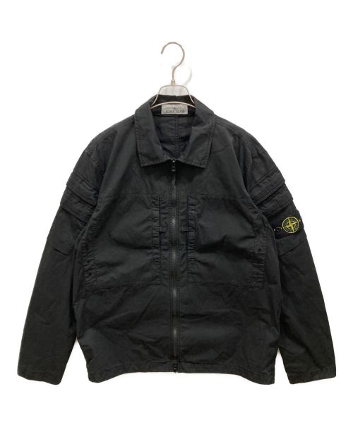 STONE ISLAND（ストーンアイランド）STONE ISLAND (ストーンアイランド) オーバーシャツジップアップジャケット　791510610　ワッペン付き ブラック サイズ:Lの古着・服飾アイテム