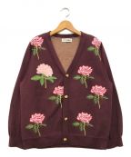 TTT MSWティー）の古着「Rose Jacquard Knit Cardigan」｜ボルドー