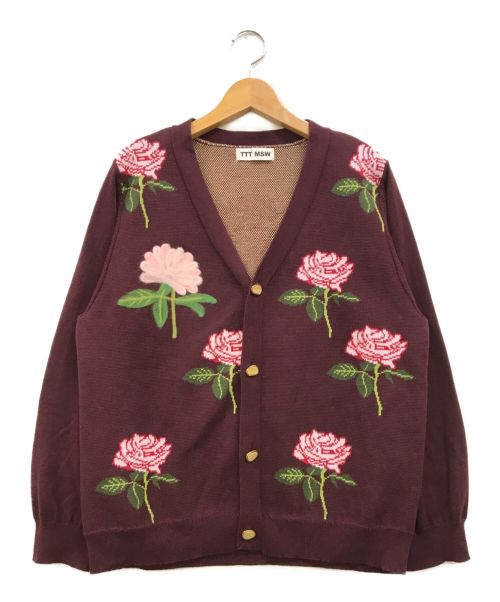 TTT MSW（ティー）TTT MSW (ティー) Rose Jacquard Knit Cardigan ボルドー サイズ:Mの古着・服飾アイテム