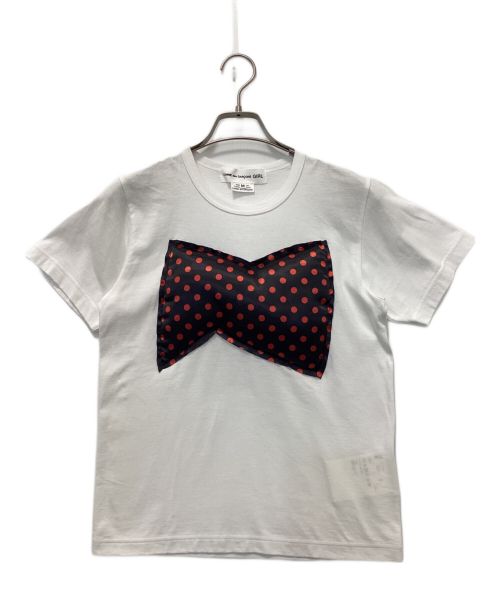 COMME des GARCONS GIRL（コムデギャルソンガール）COMME des GARCONS GIRL (コムデギャルソンガール) リボンアップリケ Tシャツ ホワイト サイズ:Mの古着・服飾アイテム