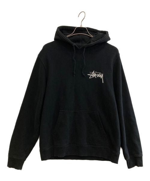 stussy（ステューシー）stussy (ステューシー) ロゴ刺繍プルオーバーパーカー ブラック サイズ:Ｍの古着・服飾アイテム