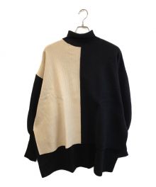 HeRIN.CYE（ヘリンドットサイ）の古着「Knit poncho」｜ブラック×ベージュ