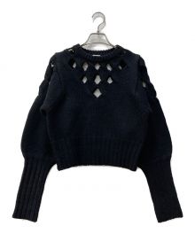 H BEAUTY&YOUTH（エイチ ビューティー&ユース）の古着「WOOL CABLE HOLE CREW NECK PULLOVER」｜ブラック